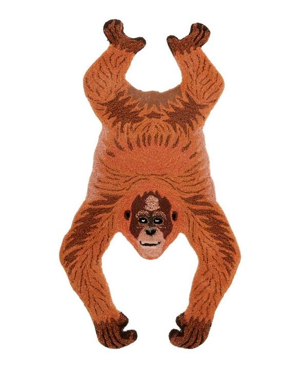 Oddly Orange Utan Animal Handmade Wool Carpet 3' x 5'