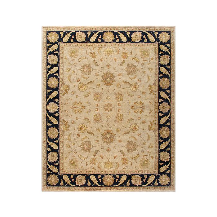 Rugsville Ziegler Traditional Floral Black Beige Wool Carpet 8' x 10'
