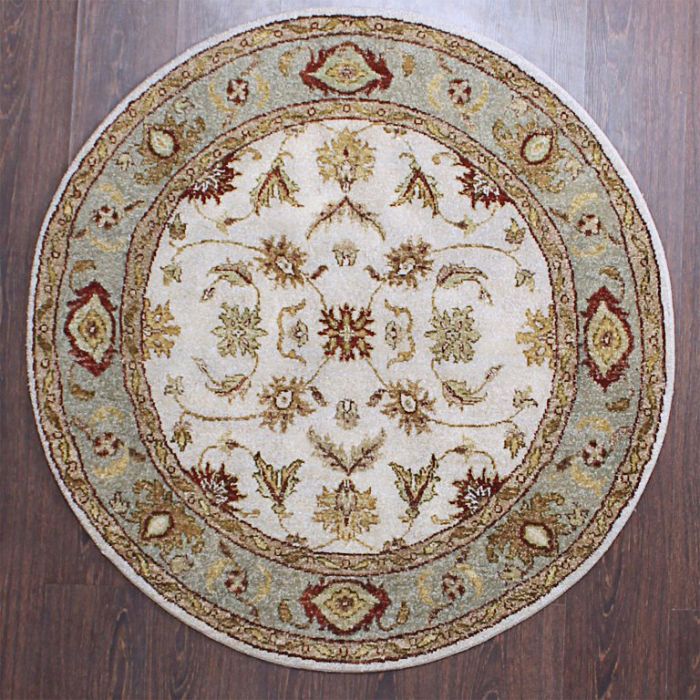Rugsville Ziegler Wool Tan & Ivory Hand Knotted 10779 4x4 Rug
