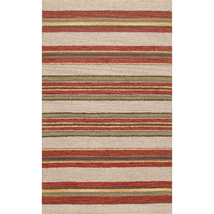 Rugsville Red Striped Wool Beige Rust 12179 3x5 Rug 