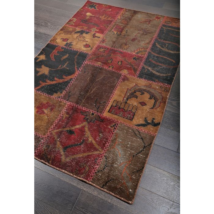 Rugsville Overdyed Patchwork Mocha Rug 12236 4x6