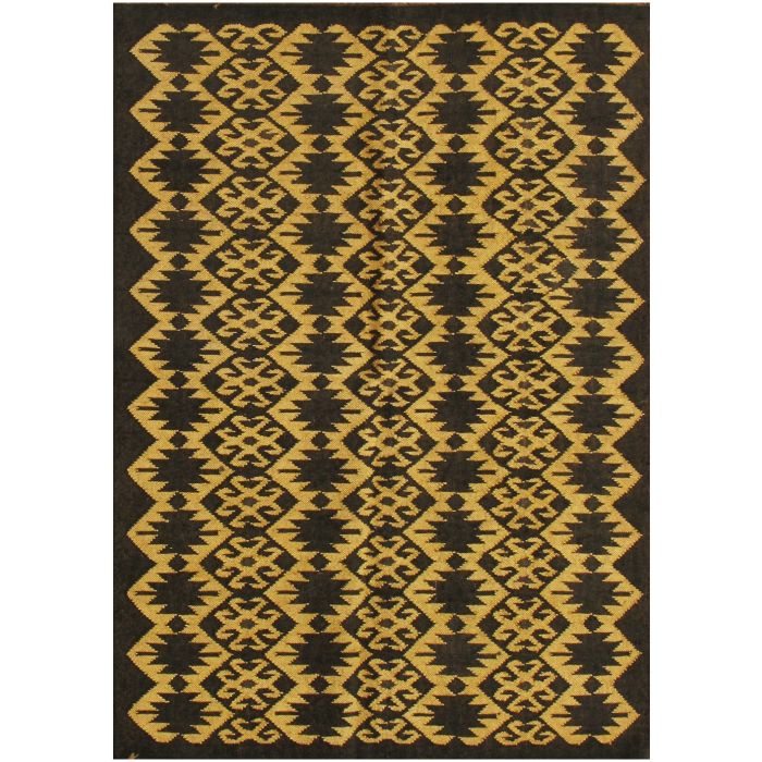 Rugsville Trellis Green Handmade Dhurry Rug 4x6 