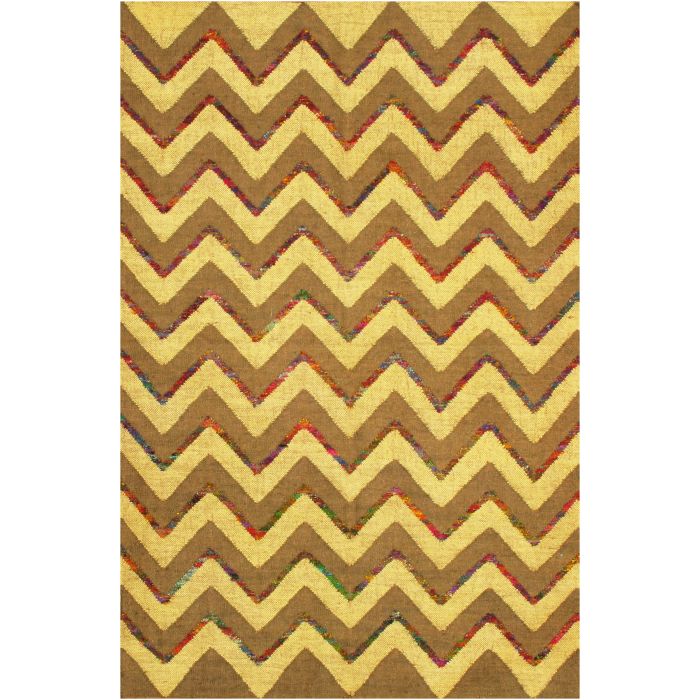 Rugsville Chevron Multi Colour Handmade Wool Jute Dhurrie Rug 4x6