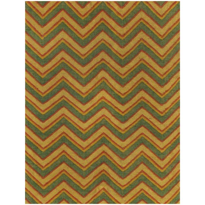 Rugsville Chevron Handmade Green jute Dhurrie Rug 13686 4x6 