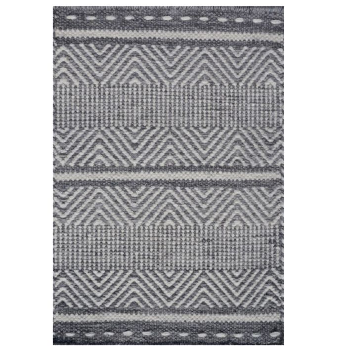 Rugsville Grass Loom Gray Hand Made Wool Dhurrie Rug 
