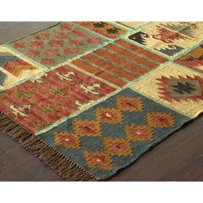 Rugsville Dhurrie Southwestern Jute Chindi Handmade 13730 4x6 Rug