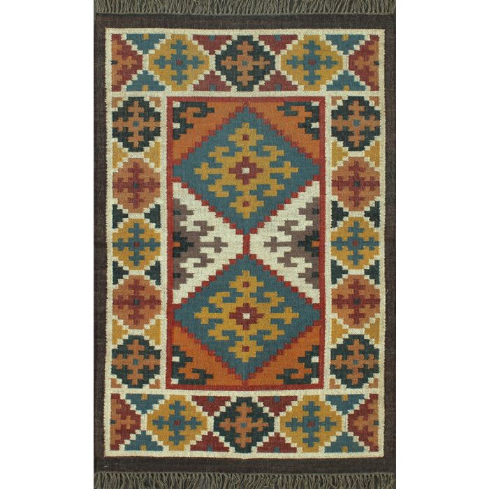 Rugsville Dhurrie Southwestern Multi Wool Handmade 13727 4x6 Rug