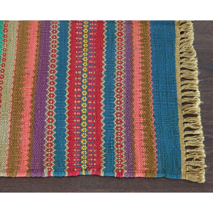 Rugsville Dhurrie Southwestern Strips Multi Cotton Handmade 13724 3x4 Rug