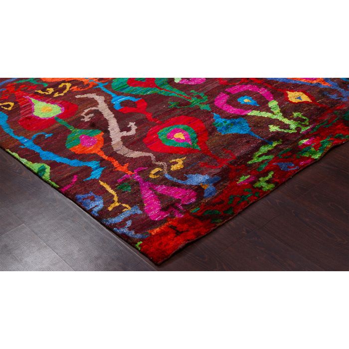 Rugsville Ikat Brown Sari Silk 30007 6x9 Rug