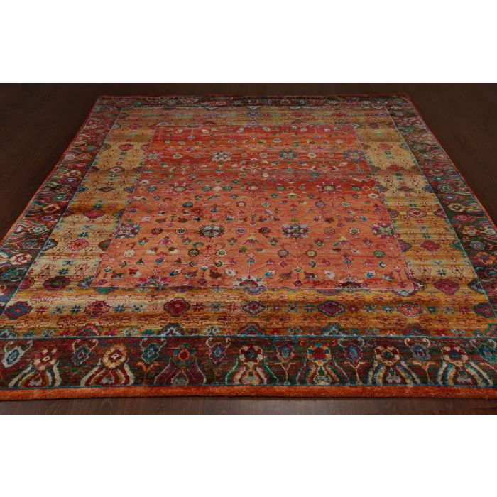 Rugsville Ikat Rust Sari Silk 30002 8x10 Rug