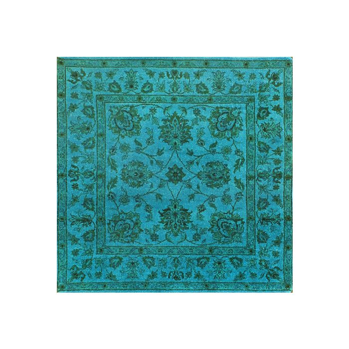 Rugsville Traditional Overdyed Light Blue Wool Carpet 4' x 4'
