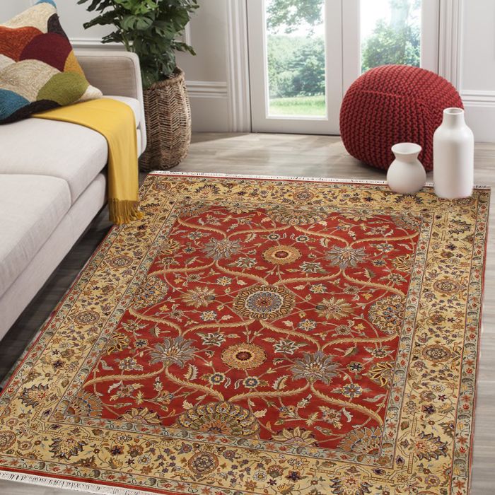Rugsville Mugal Rust Beige Wool  Rug 10071 