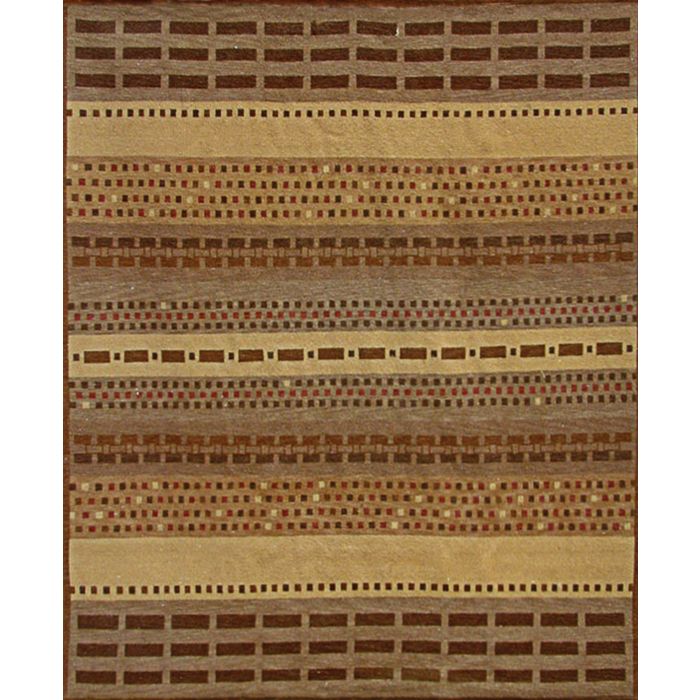 Rugsville Zenia Modern Dotted Brown Tufted Wool Carpet 4' x 6'
