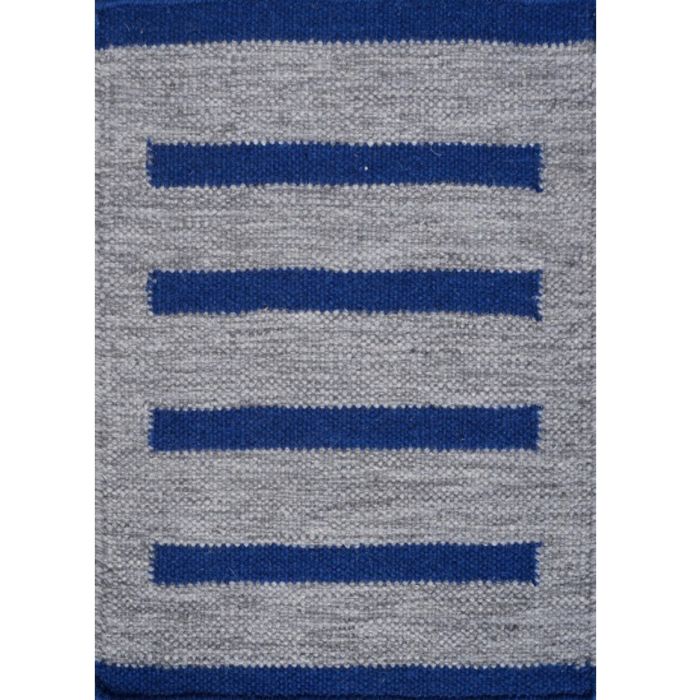 Rugsville Stripe Gray Blue Hand Made Wool Dhurrie Rug Rugsville Stripe Gray Blue Hand Made Wool Dhurrie Rug