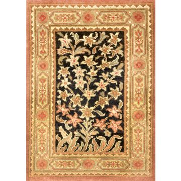 Rugsville Dynasty Black Green Wool Carpet 2' x 3' 