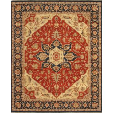 Rugsville Antique Heriz Rust Blue Wool 10070-1014Rug Rug
