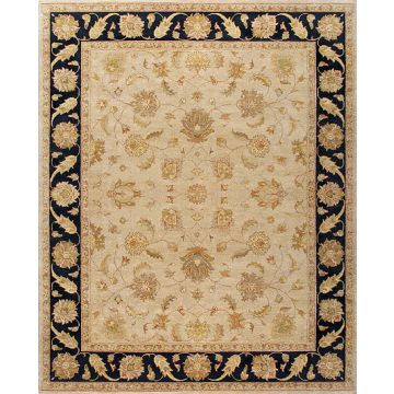 Rugsville Ziegler Traditional Floral Black Beige Wool Carpet 8' x 10'