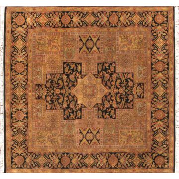 Rugsville Agra Black Beige Wool Carpet 10474