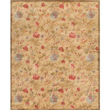 Rugsville Victorian Flowers Gold Green Carpet 8' x10'