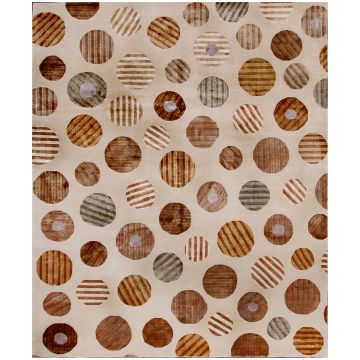 Rugsville Yates Modern Ivory Brown Abstract Hand Knotted Wool & Silk Carpet 13023 8' x 10'