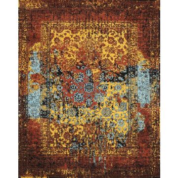 Rugsville Persian Erased Heritage Gold Handmade Carpet 14059