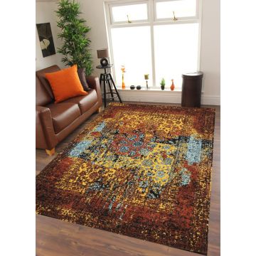 Rugsville Persian Erased Heritage Gold Handmade Carpet 14059