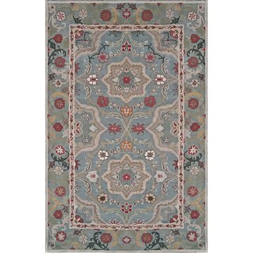 Rugsville Leslie Persian Floral Gray Handmade Wool Carpet 17134