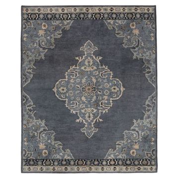 Bryson Persian Medallion Handmade Blue Wool Carpet