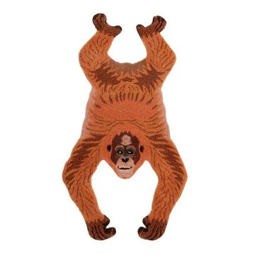 Oddly Orange Utan Animal Handmade Wool Carpet 3' x 5'