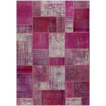 Rugsville Vintage Patchwork Overdyed Purple Wool Carpet 7' x 10'