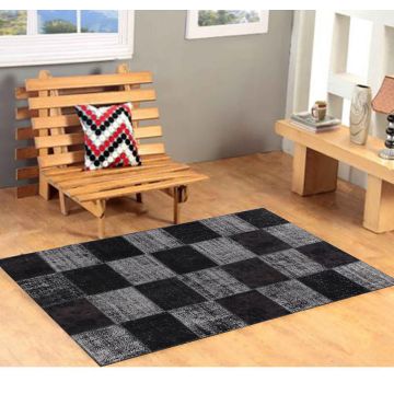Rugsville Vintage Patchwork Overdyed Black Wool Carpet 7' x 10'