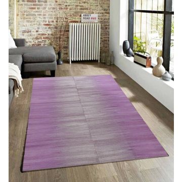 Rugsville Turkish Modern Pink & Gray Fuschia Flatweave Wool Carpet 19064 5' x 8'
