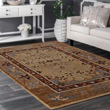 Tufenkiyan Tibetan Biege Gold Hand Knotted Wool Carpet 3' x 5'