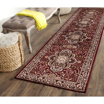 Rugsville Dilruba Kashmir Silk Hand knotted Red Carpet 2'6" x 10'