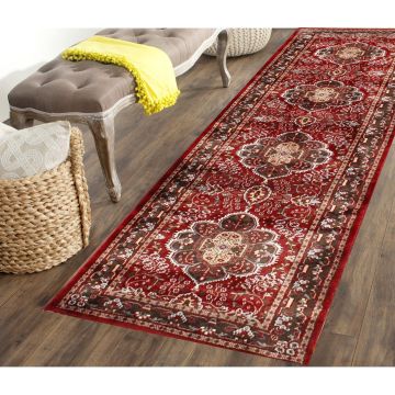 Rugsville Ehteram Kashmir Silk Hand knotted Red Carpet 2'6" x 8'