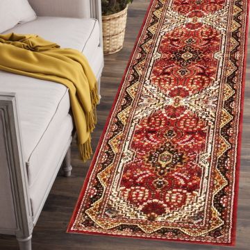 Rugsville Fehmeeda Kashmir Silk Hand knotted Red Carpet 2'6" x 12'