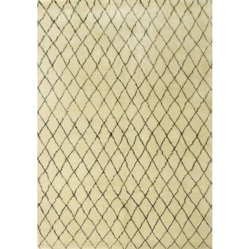 Rugsville cushy hand knotted ivory wool moroccan Carpet 5' x 8'