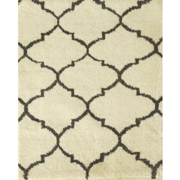 Rugsville furry hand knotted ivory wool moroccan Carpet 2' x 3'