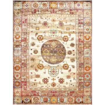 Rugsville Tribal Kotan Sari Silk Hand Knotted Ivory Carpet 30033