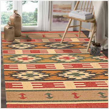 Rugsville Genealogical Handmade Jute Dhurrie Carpet 4' x 6'