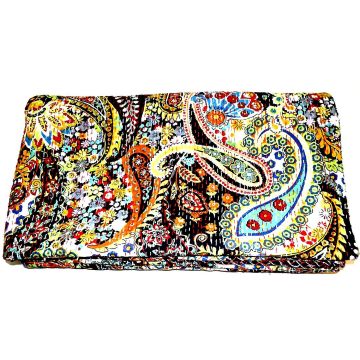 Rugsville Cotton Kantha Paisley Black Bedspread Handmade Kantha Quilt 90" X 108"