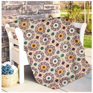Rugsville Fine Cotton Suzani Beige Bedspread Kantha Quilt 90" X 108"