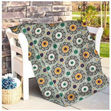 Rugsville Fine Cotton Suzani Light Gray Bedspread Kantha Quilt 90" X 108"