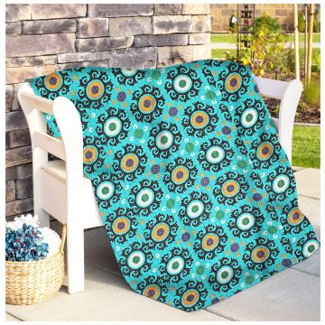 Rugsville Fine Cotton Suzani Blue Bedspread Kantha Quilt 90" X 108"
