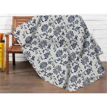 Rugsville Handmade Floral White Queen Cotton Kantha Quilt 60" X 90"