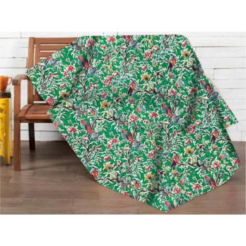 Rugsville Handmade Floral Green Queen Cotton Kantha Quilt 60" X 90"