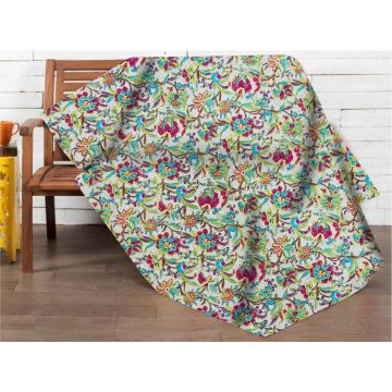 Rugsville Handmade Floral Multi Queen Cotton Kantha Quilt 60" X 90"