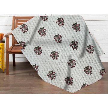 Rugsville Hand Block Print White Queen Cotton Kantha Quilt 60" X 90"