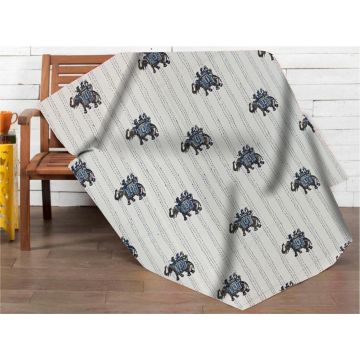 Rugsville Hand Block Print White Queen Cotton Kantha Quilt 60" X 90"