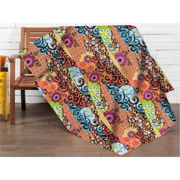 Rugsville Discharge Print Floral Multi Queen Cotton Kantha Quilt 60" X 90"
